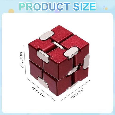 Metal Fidget Magic Cube Toy Aluminum for Adults (Red) in Kuwait