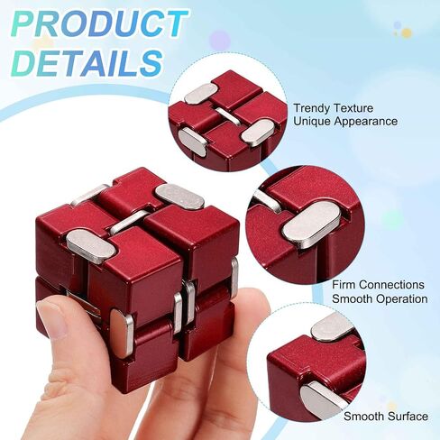 Metal Fidget Magic Cube Toy Aluminum for Adults (Red) in Kuwait