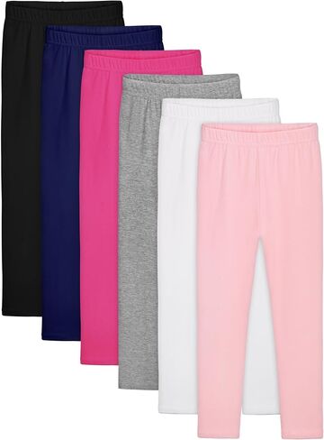 Resinta 6 Pack Girls Leggings Cotton Ankle Length Leggings Comfortable Stretchy Soft Leggings Tights Pants for Girls in Kuwait