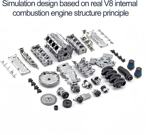 Will Run Mini V8 Engine Kit, Adult Engine Model Kit for RC Car AX90104 SCX10ⅡCapra VS4-10 Pro/Ultra DIY Toys MAD V8 Engine Internal Combustion Model Assembly Kit in Saudi Arabia