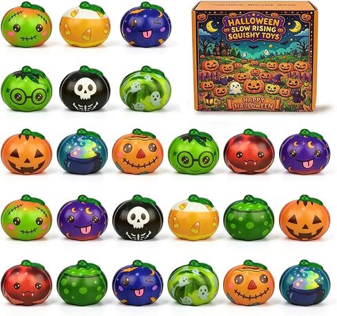 24 Pack Halloween Pumpkin Slow Rising Squishies Halloween Squishy Toys for Kids Boys Girls Halloween Party Favors Halloween Treat Bags Gifts in Saudi Arabia