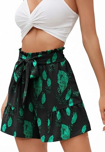 Heymoments Women's Wide Leg Shorts Without Pockets Lightweight High Waisted Adjustable Tie Knot Loose Summer Cute Trousers in Kuwait