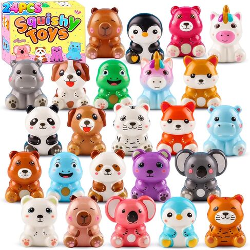 KissFuture 24 PCS Animal Squishy Toys, Treasure Box Prizes, Party Favors for Kids, Goodie Bag Stuffers, Pinata Stuffers for Kids, Classroom Prizes, Birthday Gifts for Boys & Girls in Saudi Arabia