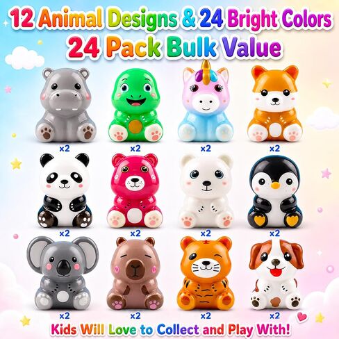 KissFuture 24 PCS Animal Squishy Toys, Treasure Box Prizes, Party Favors for Kids, Goodie Bag Stuffers, Pinata Stuffers for Kids, Classroom Prizes, Birthday Gifts for Boys & Girls in Saudi Arabia