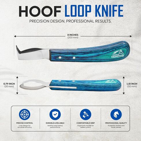 Equine Care Loop Hoof Knife with Hoof Pick, J2 Stainless Steel, Either Hand in Saudi Arabia