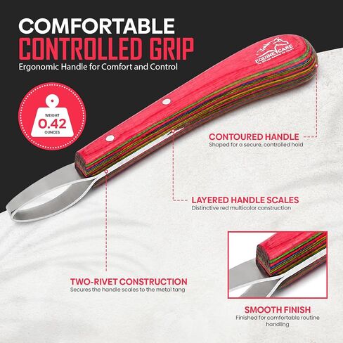 Equine Care Hoof Loop Knife, J2 Stainless Steel, Red Handle, Either Hand in Saudi Arabia