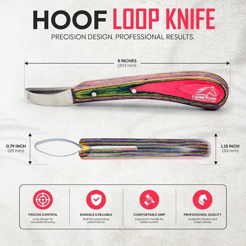 Equine Care Hoof Loop Knife, J2 Stainless Steel, Red Handle, Either Hand in Saudi Arabia