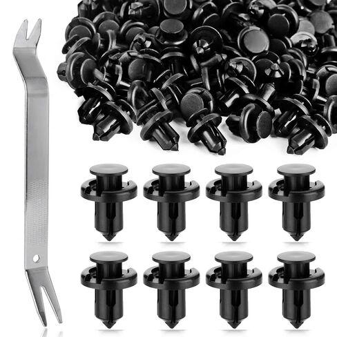 Xislet 100 Pcs POM Fastener Rivets Nylon Compatible with Honda Acura Accord Civic Fits Bumper and Fender Body Retainer Clips with Tool Replace - 91503-SZ3-003 in Kuwait