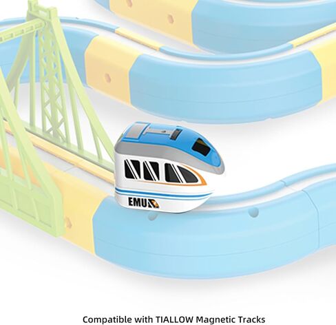 TIALLOW Exclusively, Compatible with Magnetic Tracks, 1-Pack Replacement Electric Train Car, USB Rechargeable Add-On Electric Train Set Tracks,Cannot Operate Alone in Kuwait