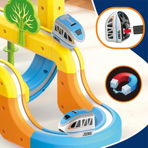 TIALLOW Exclusively, Compatible with Magnetic Tracks, 1-Pack Replacement Electric Train Car, USB Rechargeable Add-On Electric Train Set Tracks,Cannot Operate Alone in Kuwait