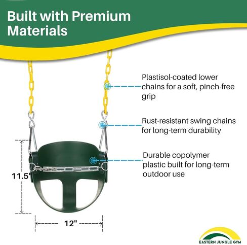 Eastern Jungle Gym High Back Half Bucket Toddler Swing Seat, Green in Saudi Arabia