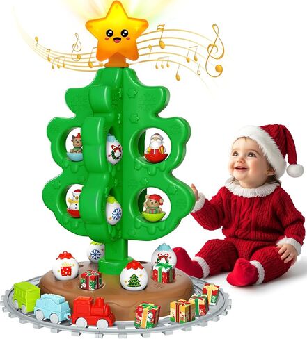 maysida Baby First Mini Christmas Tree for Kids, Learning Toys Colorful Plastic Finger Puppets Snowman/Elk/Santa Tumblers for Kids, New Xmas Gifts for Girls Boys, Christmas Decorations Indoor in Kuwait