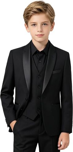 Boys Suit for Toddler Tuxedo Kids Formal Suits Set 5 Pieces Wedding Outfit in Kuwait