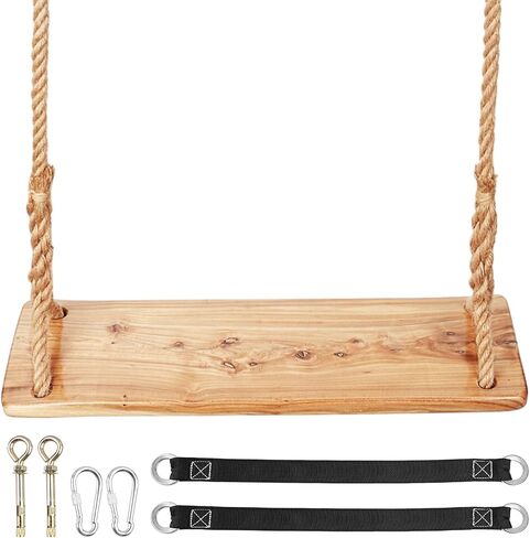 Wooden Tree Swing,500lbs Load Capacity Wooden Swing for Adults & Kids,Adjustable Height,Waterproof Hanging Swing Seat for Indoor,Outdoor,Backyard,Garden,Playground (Adult) in Kuwait