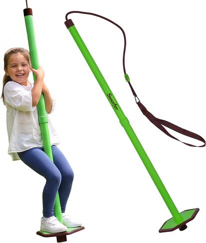 Swurfer Pogo Swing for Kids - Outdoor Tree Swing Sets for Backyard, Kids Outdoor Play Equipment, Swingset Accessories, Playground Disc Swings, Durable, Up to 200lbs, Easy Install, Ages 6+, Green/Brown in Saudi Arabia