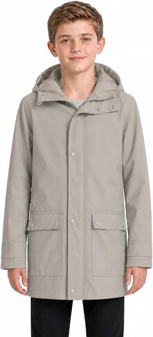 maoo garden Girls Boys Rain Jacket Lightweight Waterproof Raincoat Hooded Lined Long Windbreaker in Kuwait