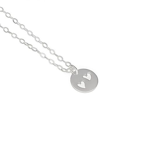 Mother's Heart Necklace, 2 Cutout Heart Charm, Sterling Silver Charm Necklace, Mom and Daughter Gift for Her in Saudi Arabia