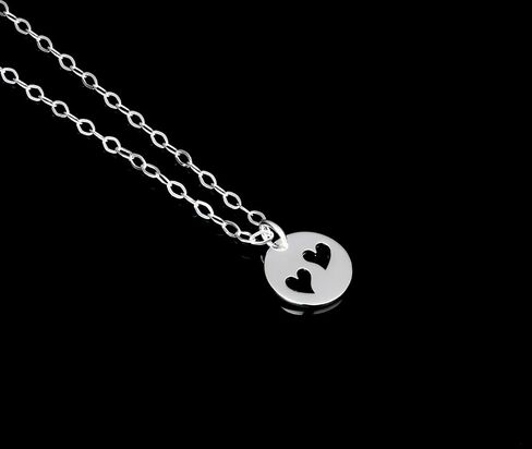 Mother's Heart Necklace, 2 Cutout Heart Charm, Sterling Silver Charm Necklace, Mom and Daughter Gift for Her in Saudi Arabia