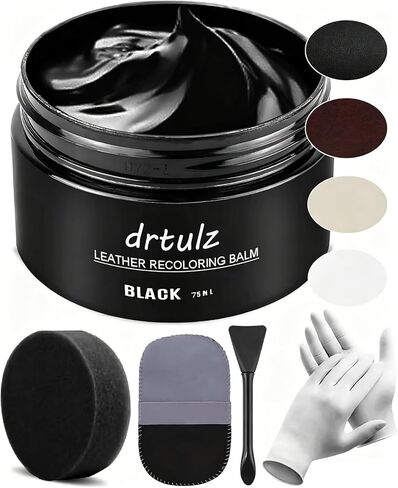 Black Leather Recoloring Balm, Leather Color Restorer Conditioner, Leather Repair Kits for Vinyl Furniture, Sofa, Car Seats, Shoes - Repair Leather Color on Faded & Scratched Leather Couches in Kuwait