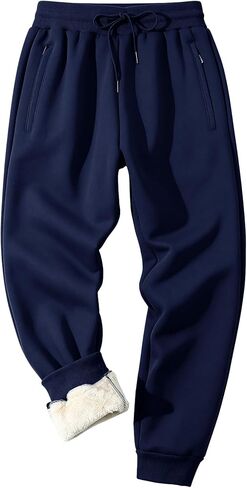 Flygo Men's Fleece Pants Winter Active Joggers Sweatpants Thermal Sherpa Lined Pants in Kuwait