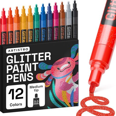 ARTISTRO 12 Glitter Paint Pens for Glass Marking - Extra-Fine Tip in Kuwait