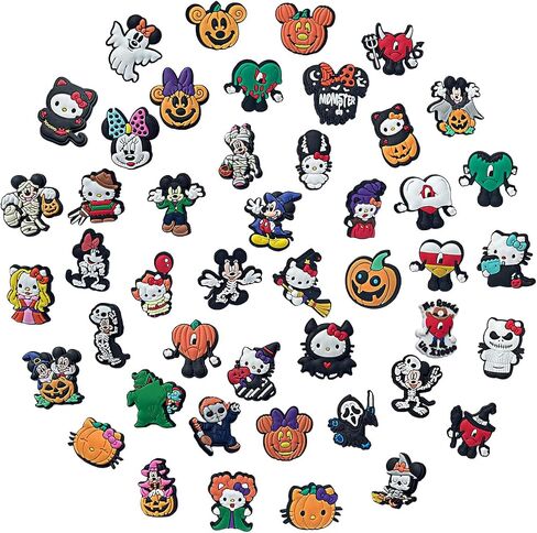 Halloween 53 Pcs Horror Movie Shoe Charms for Croc,Cartoon Shoe Charms for Teen Boys Girls Men Women Party Gift.Clog DIY Decoration Accessories in Kuwait