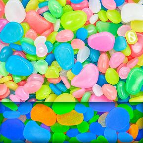 1000PCS Glow in The Dark Rocks for Aquarium, Mixed Size Glowing Rocks Aquarium Rocks Decorative Stones, Glow in The Dark Pebbles for Fish Tank, Garden, Yard, Walkway, Planter Outdoor Decor in Kuwait