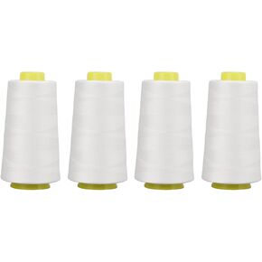 4Pcs Serger Thread White Premium Polyester Sturdy Durable Wear Widely Used White Thread in Kuwait