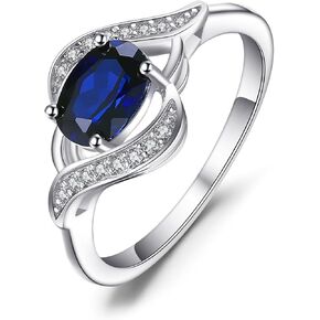 JewelryPalace 1ct Oval Created Blue Sapphire Rings for Women, 14K White Yellow Rose Gold Plated 925 Sterling Silver Ring for Girl, Fashion Gemstone Jewelry Sets Promise Rings in Saudi Arabia