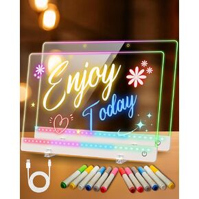 LED Drawing Board for Kids - 17" Flicker-Free Glow Doodle Drawing Pad with 11-Color Light Modes, Soft Light Dry Erase Note Board with Stand, Hanging Chain, 12 Markers, Gifts for Kids (1 PCS) in Kuwait