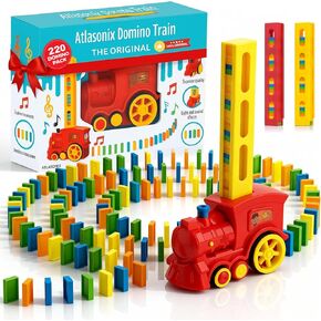 Atlasonix Domino Train | Domino Train for Kids | Dominos for Kids - Automatic Domino Laying Toy Set (300, 220,160 Blocks) with Colorful Dominos - Montessori STEM Toy in Saudi Arabia