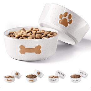 Ceramic Dog Bowl Set of 2 with Anti-Skid Base, 5.5"W x 2"H, 2 Cups per Bowl in Kuwait