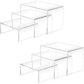 2 Sets Acrylic Display Risers(3",4",5") Clear Product Stand,Cupcakes Holder Dessert Transparent Showcase Stands, Candy Bar Risers, Lifts for Figures in Saudi Arabia