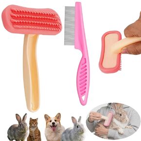 2pcs Rabbit Brush, Bunny Brush, Small Animal Grooming Comb, Removes Loose Fur, Detangles & Massages for Rabbits, Chinchillas, Puppies & Kittens During Shedding and Bath Time in Kuwait