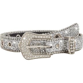 INOGIH Rhinestone-Belt for Women Girls,Western Cowgirl Cowboys Bling Studded Leather Diamond Belt for Jeans Dress in Kuwait