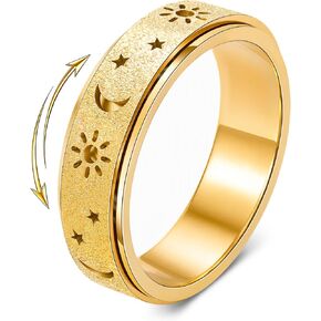 Sun Moon Star Fidget Ring Toys Adults Anxiety Relief Spinner Women in Kuwait