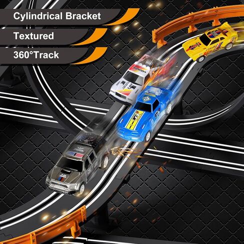 Slot Car Race Track Set Electric or Battery Powered Racing Car Track for Kids Boys, with 4 High-Speed Cars and 2 Hand Controllers,Dual Racing Game Toys for Children Age 6 7 8 Years Old in Kuwait