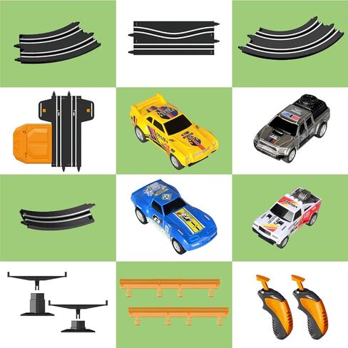 Slot Car Race Track Set Electric or Battery Powered Racing Car Track for Kids Boys, with 4 High-Speed Cars and 2 Hand Controllers,Dual Racing Game Toys for Children Age 6 7 8 Years Old in Kuwait