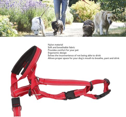 Atyhao Dog Collar Dog Halter Collars Headcollars with Safety Strap, Pet Headcollar Stops Pets from Pulling for Outdoor Walk (L) in Kuwait