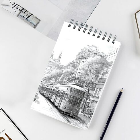 Crehatos 5.5" x 8.5" Small Sketch Book, Top Spiral Bound Sketch Pad, 100 Sheets Each 68lb/100gsm Drawing Paper, 2 Pack in Kuwait