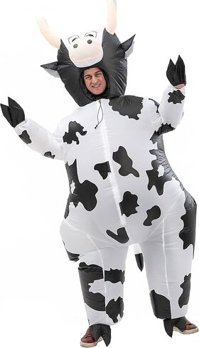 IHGYT Inflatable Costume Cow Game Adult Funny Blow up Suit Halloween Cosplay Party in Kuwait