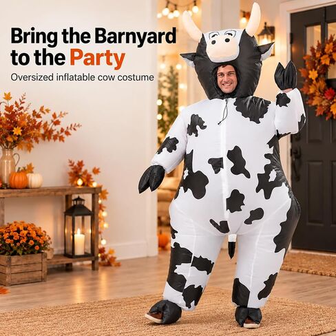 IHGYT Inflatable Costume Cow Game Adult Funny Blow up Suit Halloween Cosplay Party in Kuwait