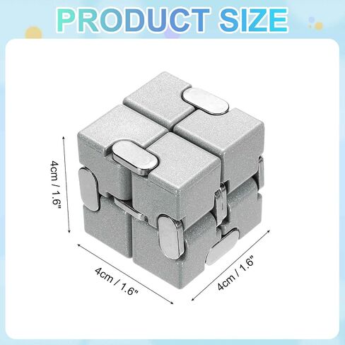 Metal Fidget Magic Cube Toy Aluminum for Adults (Silver) in Kuwait