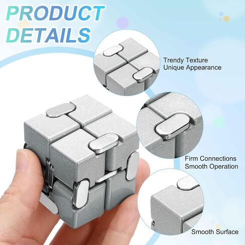 Metal Fidget Magic Cube Toy Aluminum for Adults (Silver) in Kuwait