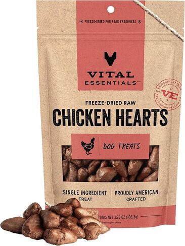 Vital Essentials Freeze Dried Raw Chicken Hearts Dog Treats, 1.9 oz Bag in Kuwait