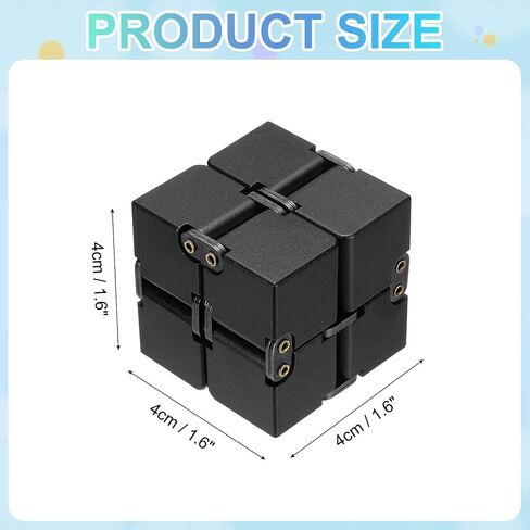 Metal Fidget Magic Cube Toy Aluminum for Adults (Black) in Kuwait