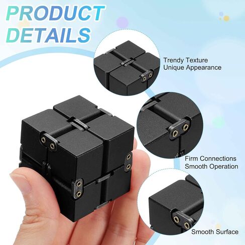 Metal Fidget Magic Cube Toy Aluminum for Adults (Black) in Kuwait