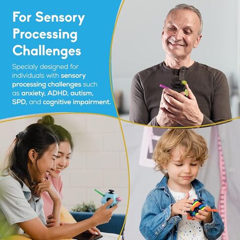 PILPOC theFube Fidget Cube Bundle – Includes 6-Sided & 12-Sided Fidget Cubes for Stress Relief, Focus & Anxiety – Sensory Toys for Adults & Kids with Carry Cases – Silent & Audible Modes in Kuwait