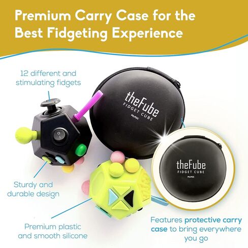 PILPOC theFube Fidget Cube Bundle – Includes 6-Sided & 12-Sided Fidget Cubes for Stress Relief, Focus & Anxiety – Sensory Toys for Adults & Kids with Carry Cases – Silent & Audible Modes in Kuwait