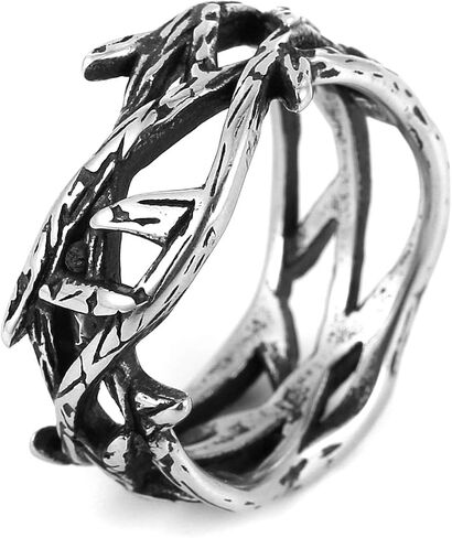 HZMAN Men's Women's Branch Shape Fashion Look Stainless Steel Lucky Ring in Kuwait